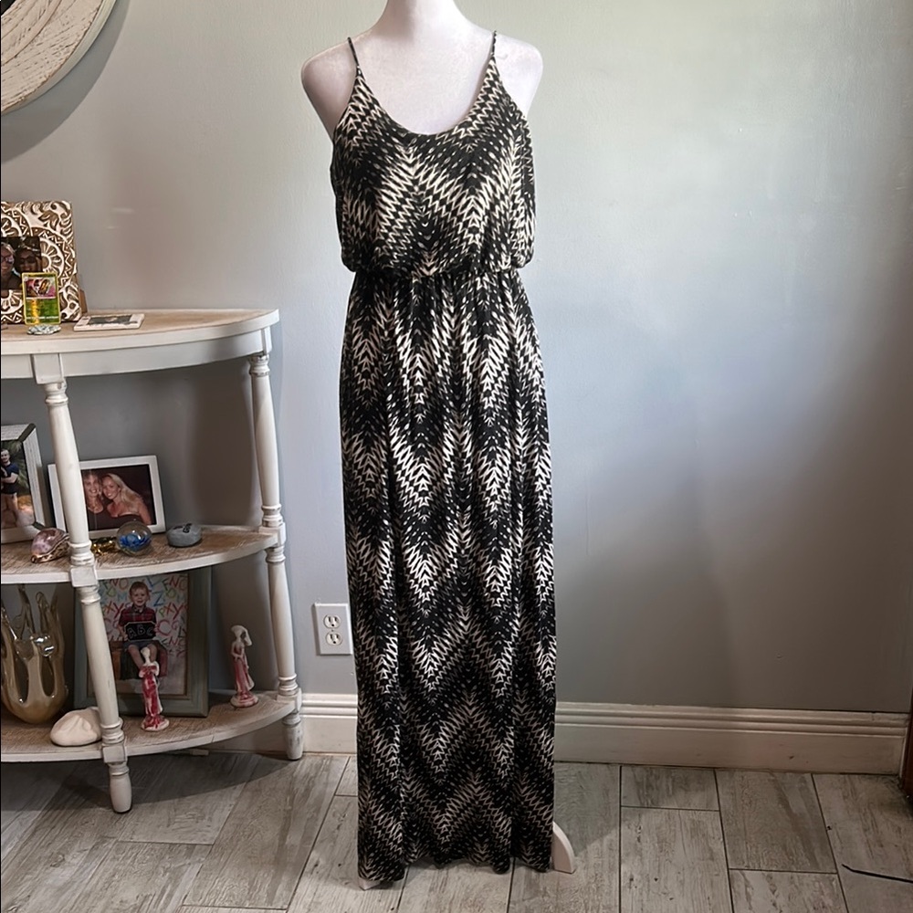 [Lush] Black and White Tribal Maxi Dress - Size Medium